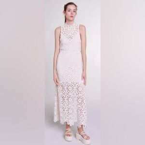 Maje Beaded Crochet Maxi Dress